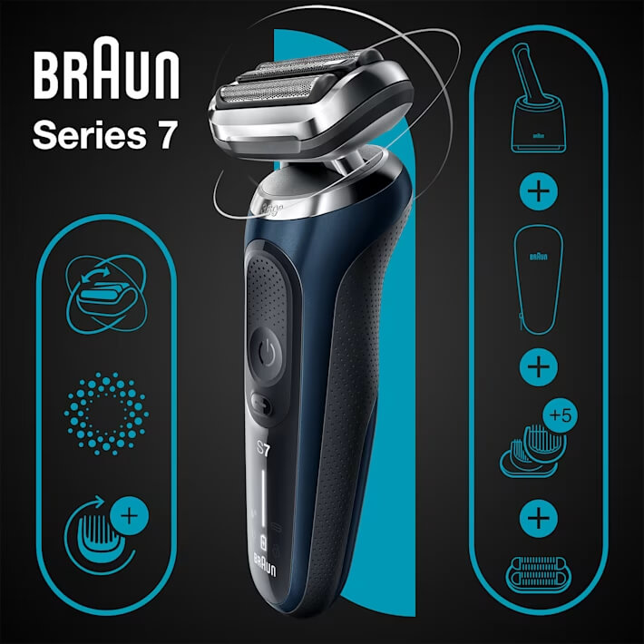 Máy Cạo Râu Braun Series 7 71-B7850cc, kèm Smart Care 4 in1, màu Blue - Hình ảnh 3
