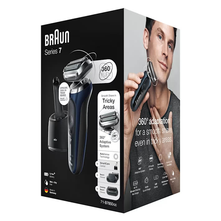 Máy Cạo Râu Braun Series 7 71-B7850cc, kèm Smart Care 4 in1, màu Blue - Hình ảnh 2