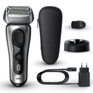 Máy cạo râu Braun Series 8 8517s, kèm hộp đựng du lịch và đế sạc, màu Bạc