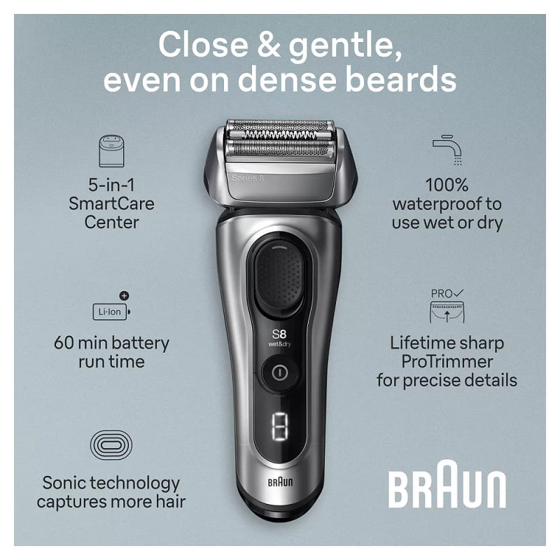 Máy cạo râu Braun Series 8 8567cc với Smart Care 5 in 1, màu Bạc - Ảnh 10