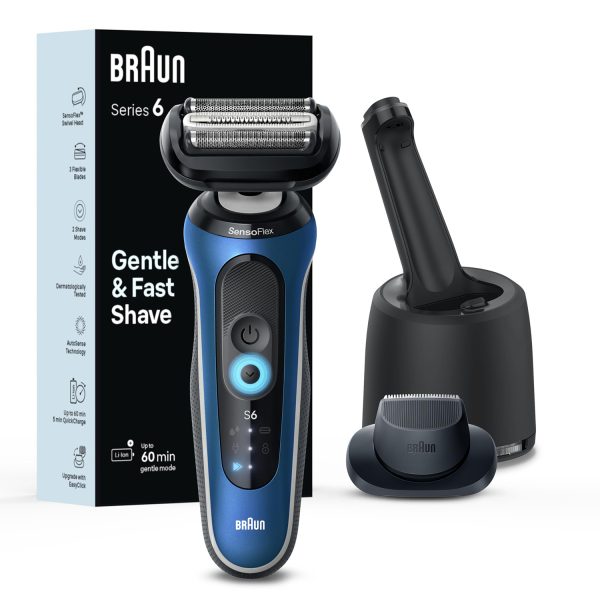 Máy cạo râu Braun Series 6 6172cc, với trạm làm sạch 4 in 1, màu Xanh Dương