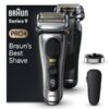 Máy cạo râu Braun Series 9 Pro+ 9517s có đế sạc và hộp du lịch, màu bạc